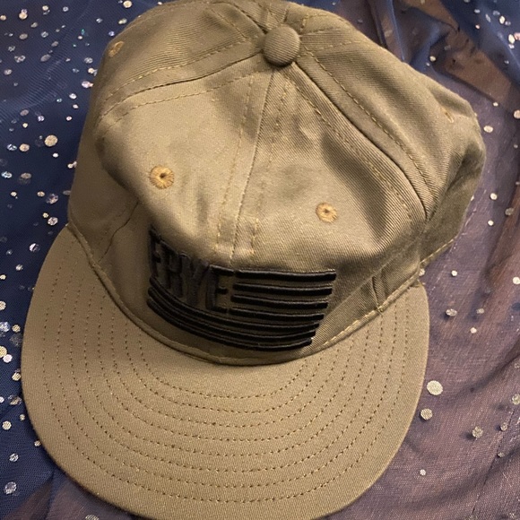 FRYE VINTAGE ARMY OLIVE GREEN LTHR COTTON Hat RARE NWOT MADE IN USA - Picture 3 of 8